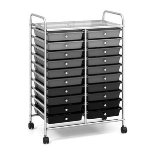 20 Drawers Rolling Storage Cart Studio Organizer-Black & Gray - Color: Black & Gray D681-HW56501ZJ