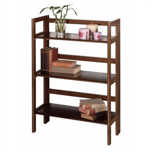 3-Shelf Stackable Folding Bookcase in Distressed Walnut Finish Q280-WBFB5988