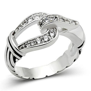 SS050 - Silver 925 Sterling Silver Ring with AAA Grade CZ  in Clear A874-SS050