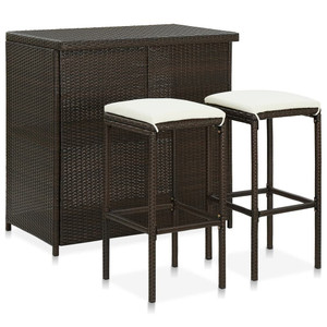  Bar Set Brown PE rattan, steel Large Bar Set Rectangular A949-313470