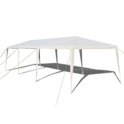 10 x 30 Feet Gazebo Canopy Tent with Connection Stakes and Wind Ropes - Color: White D681-OP3934