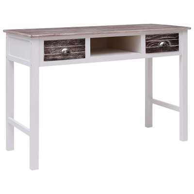  Desk Brown and White Paulownia Wood and Poplar Wood A949-284154