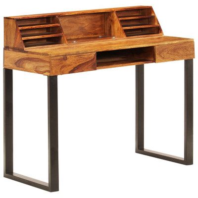  Desk Natural Wood Solid Acacia Wood and Powder Coated Steel A949-247964