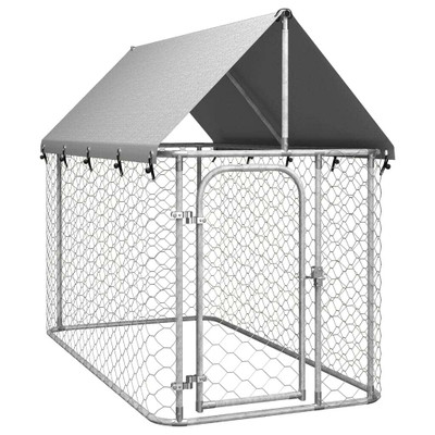  Dog Kennel Silver Galvanized steel, Polyethylene A949-171496