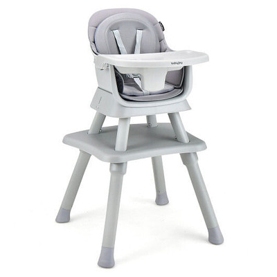 6-in-1 Convertible Baby High Chair with Adjustable Removable Tray-Gray B593-AD10030