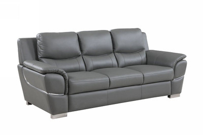 85" Gray Leather Sofa With Silver Legs N270-329483