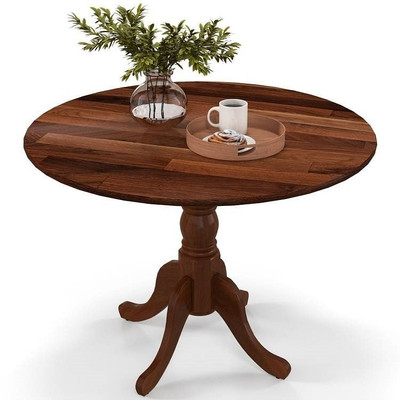 Round 40-inch Solid Wood Farmhouse Kitchen Dining Table in Medium Brown Finish Q280-WDTCTS139528463