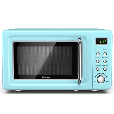 700W Retro Countertop Microwave Oven with 5 Micro Power and Auto Cooking Function-Green - Color: Gr D681-EP23853GN