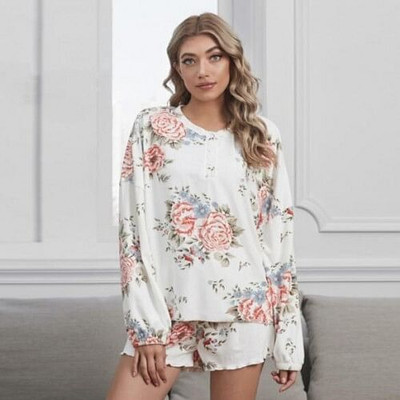 U.S. Fashion Dyed Printing Women Homewear/ Pajamas Suit - Peony A392-fast0211