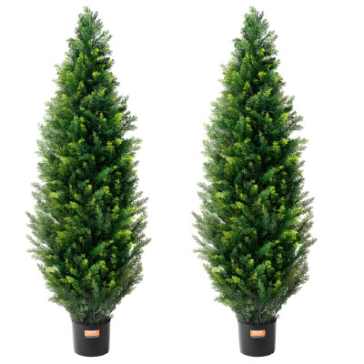  Artificial Cedar Topiary Tree, 48 inch Tall (2 Pieces), with Extra Leaves & Pot Faux Evergreen Fak E415-XSRGXJS48YCA5XA8BV0