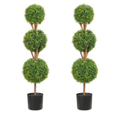  Artificial Topiaries Boxwood Trees, 48 inch Tall (2 Pieces), 3 Ball-Shape Faux Topiaries Plant wit E415-HYMRGXJS48YCU0SG8V0