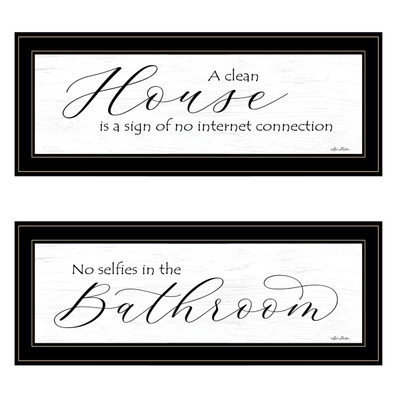 Set Of Two Household Humor 3 Black Framed Print Bathroom Wall Art N270-406072