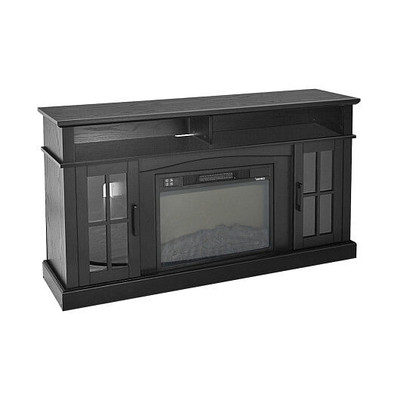 Fireplace TV Stand for TVs Up to 65 Inch with Side Cabinets and Remote Control-Black - Color: Black D681-FP10106US-DK