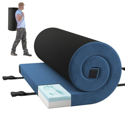 Indoor outdoor Sleeping mat with High density foam Cushion and Carrying Bag-Navy - Color: Navy D681-NP11816NY