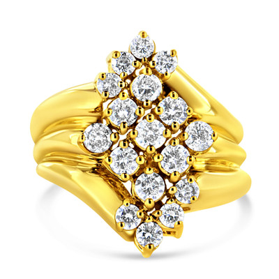 10K Yellow Gold Plated .925 Sterling Silver Diamond Cocktail Ring (1 1/2 Cttw, J-K Color, I1-I2 Cla N162-016054R600