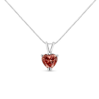 IGI Certified 14K White Gold Martini Set 1.00 Cttw Lab Grown Pink Heart Diamond Solitaire 18" Penda N162-84-7776WLP