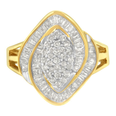 10K Yellow Gold Diamond Cluster Ring (3/4 Cttw, J-K Color, I2-I3 Clarity) - Size 7-1/2 N162-016180R750