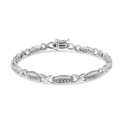 .925 Sterling Silver 1/5 Cttw Round-Cut Diamond "X" Link Bracelet - Size 7.50" (I-J Color, I2-I3 Cl N162-60-7392WDM