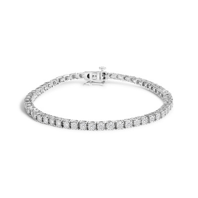 14K White Gold 3.0 Cttw Lab Grown Diamond Illusion-Set Miracle Plate Tennis Bracelet (F-G Color, VS N162-64-8124WLD