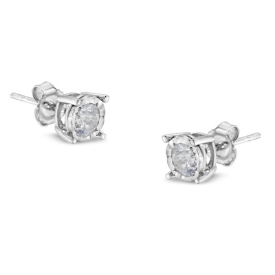 .925 Sterling Silver 1/2 Cttw Near Colorless Round Brilliant-Cut Diamond Miracle-Set Stud Earrings  N162-017483EWDM