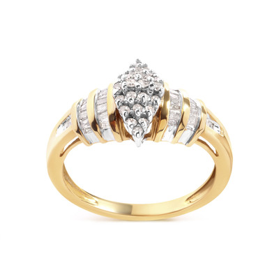 10K Yellow Gold 1/2 Cttw Diamond Pear Shaped Head and Multi Row Channel Set  Shank Ring (H-I Color, N162-11-2093YDM