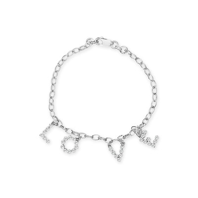 10k White Gold 1/6 Cttw Diamond "Love" Charm Cable Chain Bracelet (H-I Color, I1-I2 Clarity) - 7" N162-61-6331WDM