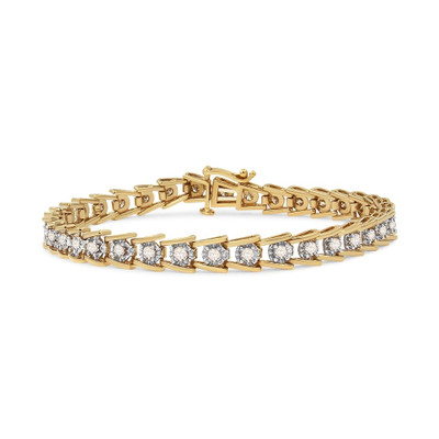 14K Yellow Gold Plated .925 Sterling Silver 2.00 Cttw Miracle Set Diamond Wave Link Bracelet (L-M C N162-60-7814YDM