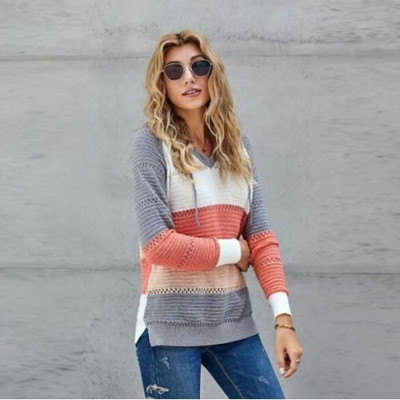 U.S. Fashion Wholesale Clothing Knitted Hooded Sweater Autumn/ Winter Women Top - Gray A392-fast0216