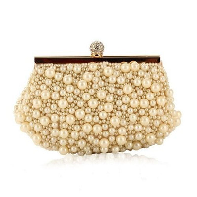 Delicate Pearls Beaded Fashion Evening Handbag - Apricot A392-fhbg0114