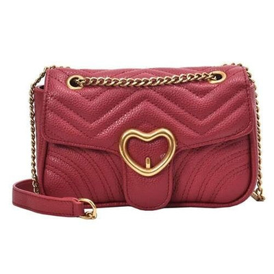 (5 Colors Available) Heart Buckle Decorated Stitching Design Women PU Shoulder Bag A392-fhbg0279