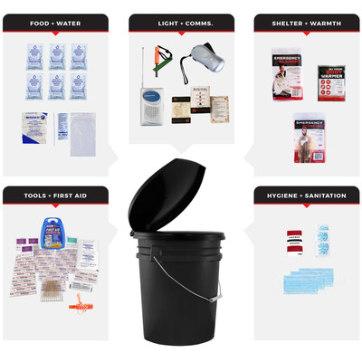 1 Person Necessity Survival Kit, Bucket and Lid Q491-SKGK-BKT
