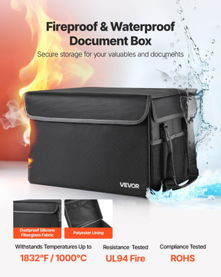 Fireproof Document Box, 1832 ?°F Heat Insulated Fireproof & Waterproof Box, Space-Saving and Foldab E415-XSFHDDCZDDCR332TY001V0
