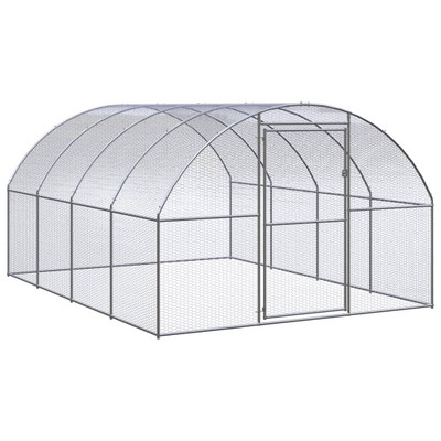 Chicken Coop Silver Galvanized Steel Large Durable Chicken Coop A949-3095464