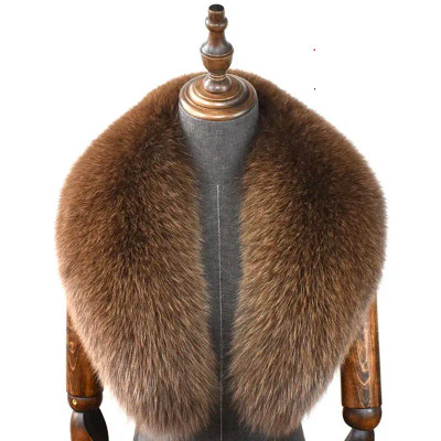 Color: Clear, Size: XS - Fox Fur Collar 100% Real Fox Fur Scarf Straight Collar Natural Fur Gray Co F640-12000036667378019
