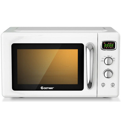 0.9 Cu.ft Retro Countertop Compact Microwave Oven-White - Color: White D681-ES10051WH