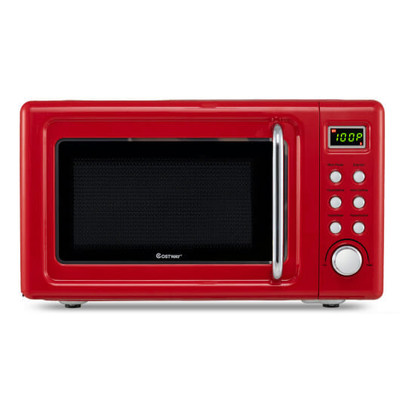 700W Retro Countertop Microwave Oven with 5 Micro Power and Auto Cooking Function-Light Red - Color D681-EP23853VR