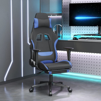 Gaming Chair Black and Blue Fabric (100% polyester), Metal, Plywood A949-3143749