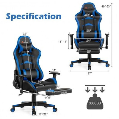 Massage Gaming Chair with Footrest-Pink B593-HW66330