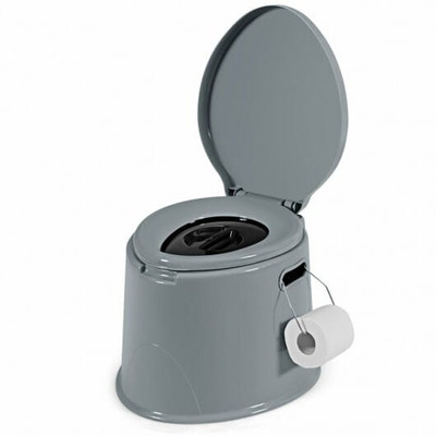 5L Portable Travel Toilet with Paper Holder for Outdoor - Color: Gray D681-HW63911