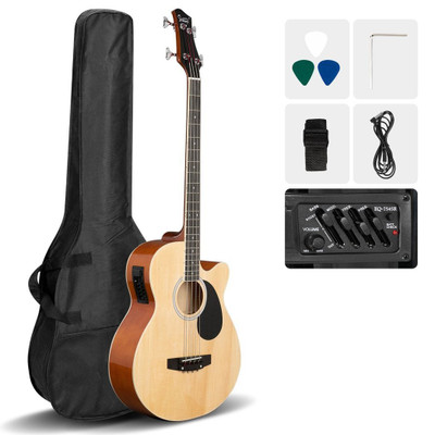 Glarry GMB101 4 string Electric Acoustic Bass Guitar w/ 4-Band Equalizer EQ-7545R Burlywood T575-S0671272209