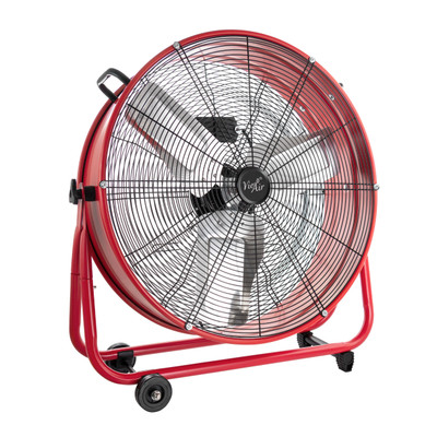 Vie Air 24 Inch Commercial Floor Drum Fan in Red D970-VA-24MC