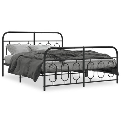  Metal Bed Frame without Mattress with Footboard Black 59.1"x78.7 A949-377137