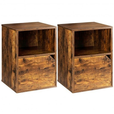 Set of 2 Nightstands Side End Table for Living Room-White B593-HU10131-2