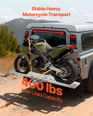 Motorcycle Carrier, 400 lbs Capacity, Heavy Duty Aluminum Hitch Mount Rack with 73in Loading Ramp,  E415-LZK400LBS1L7XYYO6001V0