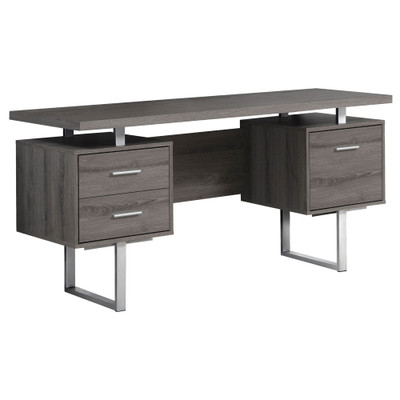 24" Taupe and Silver Computer Desk With Three Drawers N270-333368