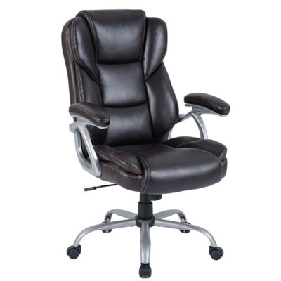 Executive Office Chair Leather Ergonomic Computer Desk Chair with Padded Seat and Armrests-Brown -  D681-CB11050BN