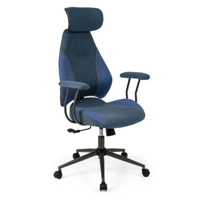 Ergonomic Office Chair Computer Desk Chair with 2D Headrest and Rocking Backrest-Navy - Color: Navy D681-CB11028NY