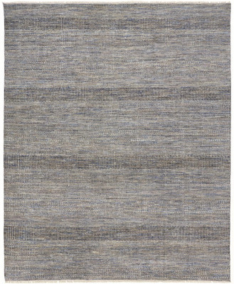 9' X 12' Silver Wool Striped Hand Knotted Area Rug N270-513865