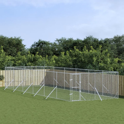  Outdoor Dog Kennel Silver 13.1x39.4x6.6 Galvanized Steel A949-3190457