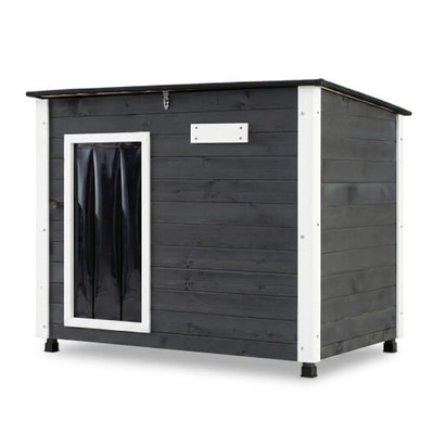 Wooden Dog House Outdoor with Natural Spruce Wood Frame  Removable Floor and Openable Asphalt Roof- D681-PU10104GR-S